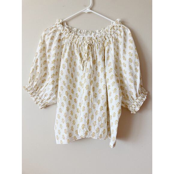 DOEN Shore Top Cream Sunflower Block Print L - Picture 3 of 9